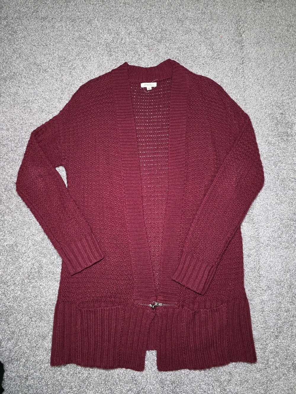 Open-Front Knit Cardigan in Berry by J.J. Basics